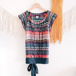 Odille Silk Scallop Lace Short Sleeve Blouse Top